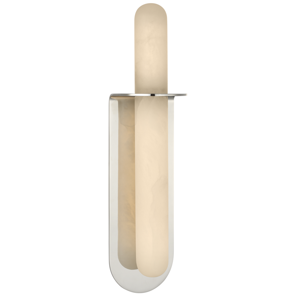 Fosse 18" Invertable Offset Oval Sconce | Polished Nickel | Alabaster