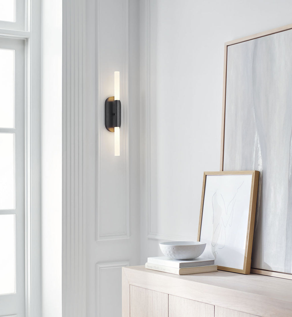 Rousseau Medium Vanity Sconce | Bronze | Etched Crystal