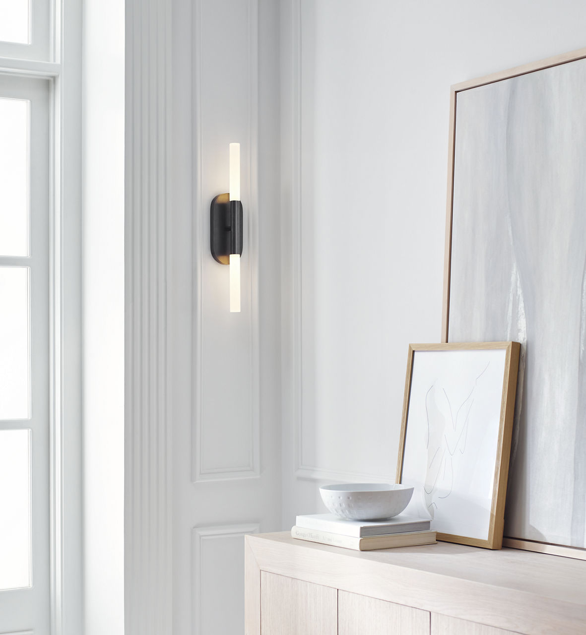 Rousseau Medium Vanity Sconce | Bronze | Etched Crystal