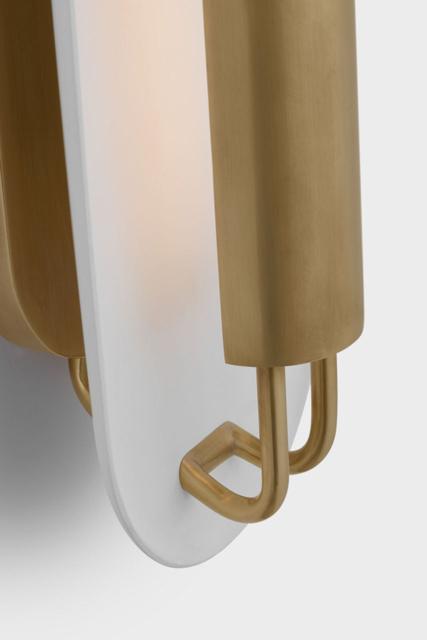 Teline 24" Oval Sconce | Antique-Burnished Brass and Matte White