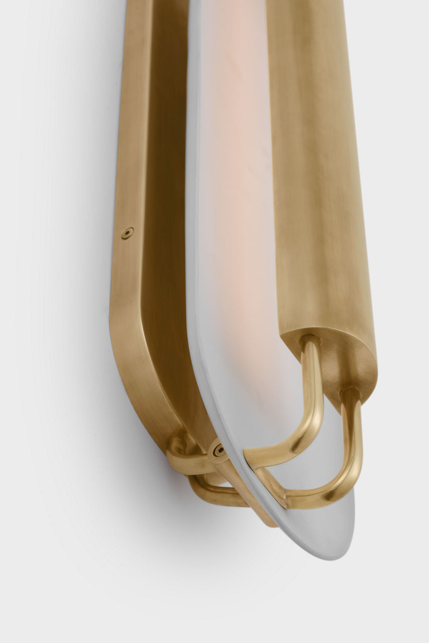 Teline 24" Oval Sconce | Antique-Burnished Brass and Matte White