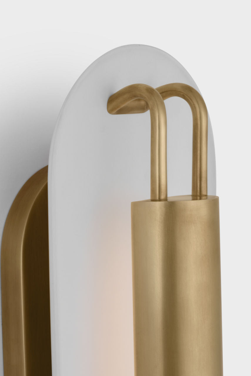 Teline 24" Oval Sconce | Antique-Burnished Brass and Matte White