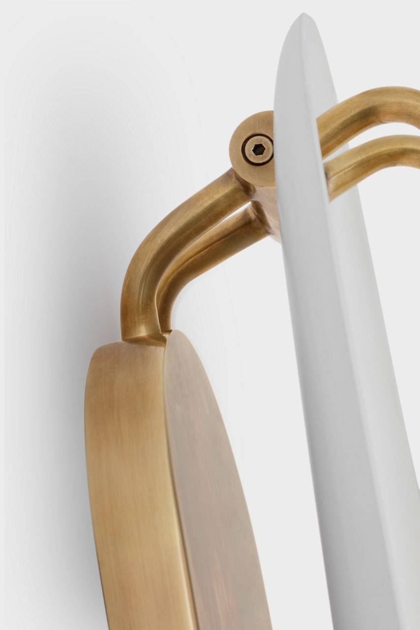 Teline 24" Oval Sconce | Antique-Burnished Brass and Matte White