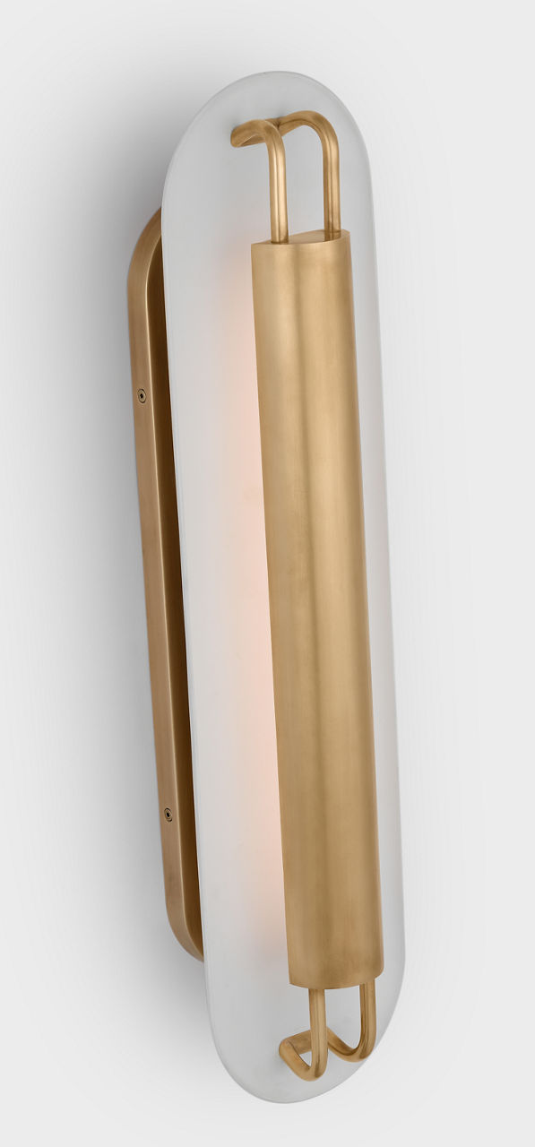 Teline 24" Oval Sconce | Antique-Burnished Brass and Matte White