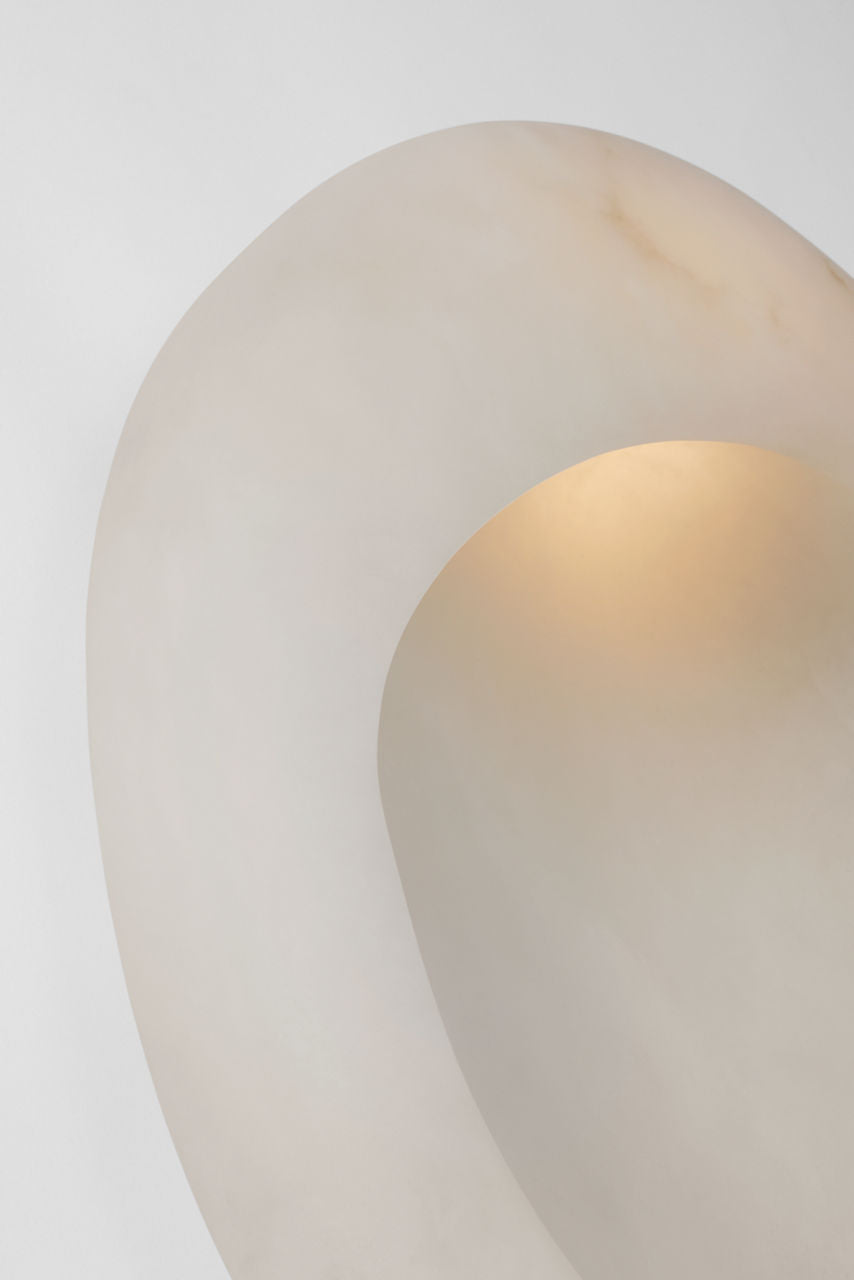 Esculpa 14" Rounded Wall Light | Alabaster and Antique-Burnished Brass