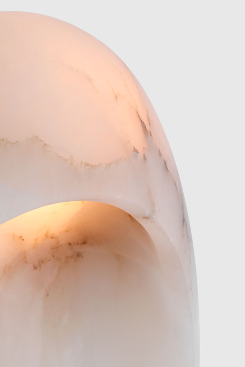 Esculpa 14" Rounded Wall Light | Alabaster and Bronze