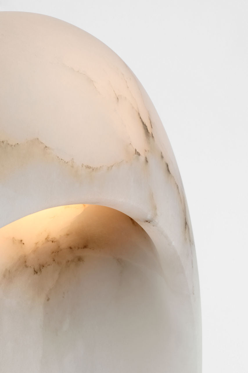 Esculpa 14" Rounded Wall Light | Alabaster and Bronze