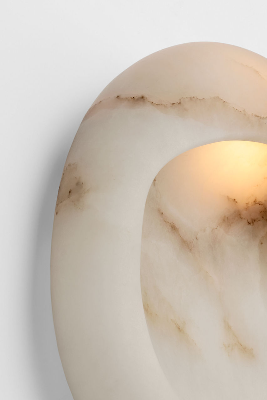 Esculpa 14" Rounded Wall Light | Alabaster and Bronze