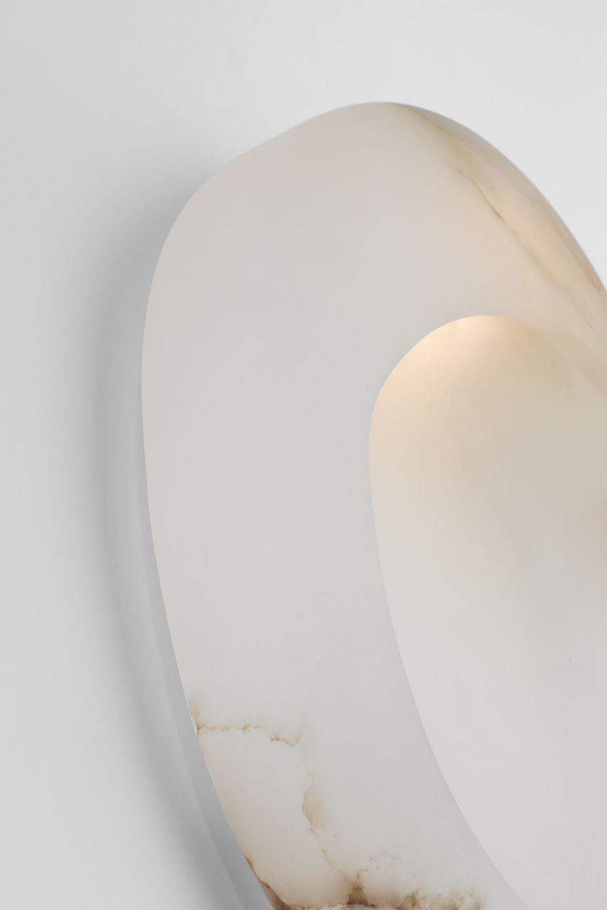 Esculpa 14" Rounded Wall Light | Alabaster and Polished Nickel