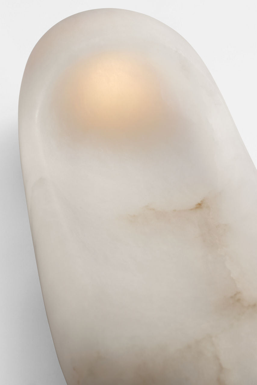 Esculpa 18" Elongated Wall Light | Alabaster and Antique-Burnished Brass
