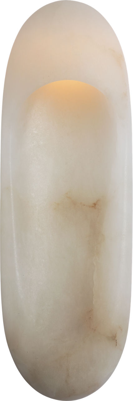 Esculpa 18" Elongated Wall Light | Alabaster and Antique-Burnished Brass