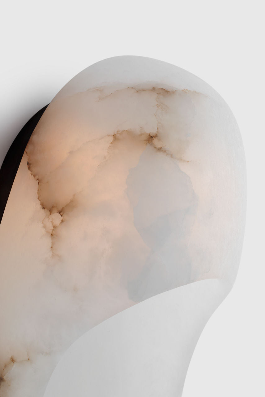 Esculpa 18" Elongated Wall Light | Alabaster and Bronze