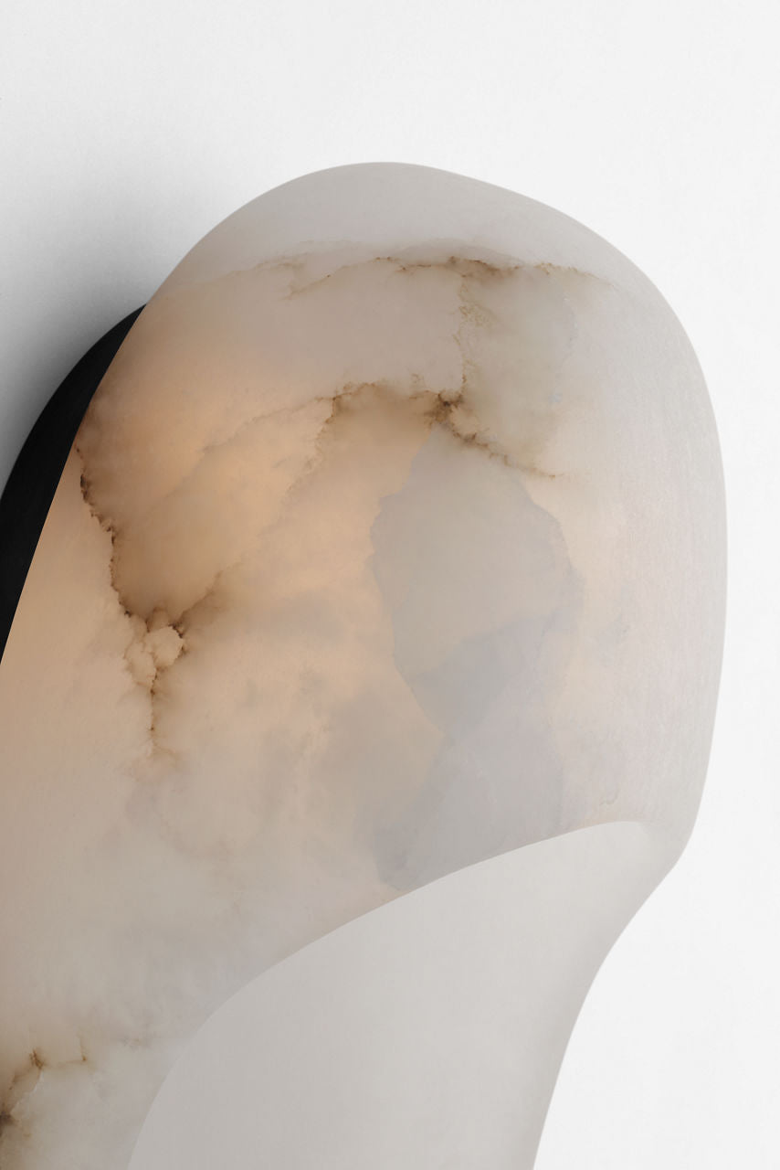 Esculpa 18" Elongated Wall Light | Alabaster and Bronze