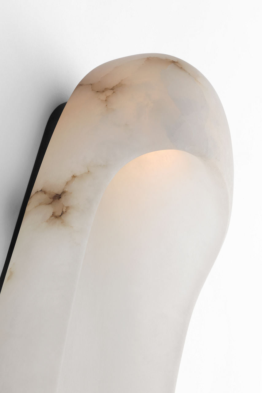 Esculpa 18" Elongated Wall Light | Alabaster and Bronze