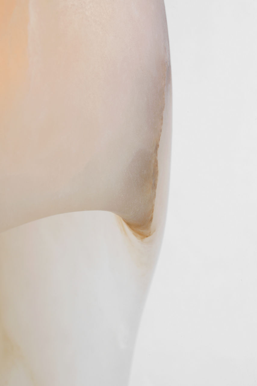 Esculpa 18" Elongated Wall Light | Alabaster and Polished Nickel