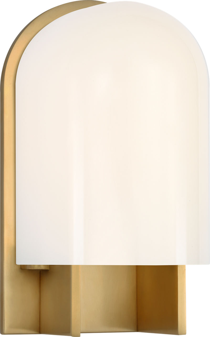 Trouve 8" Sconce | Antique-Burnished Brass | White Glass