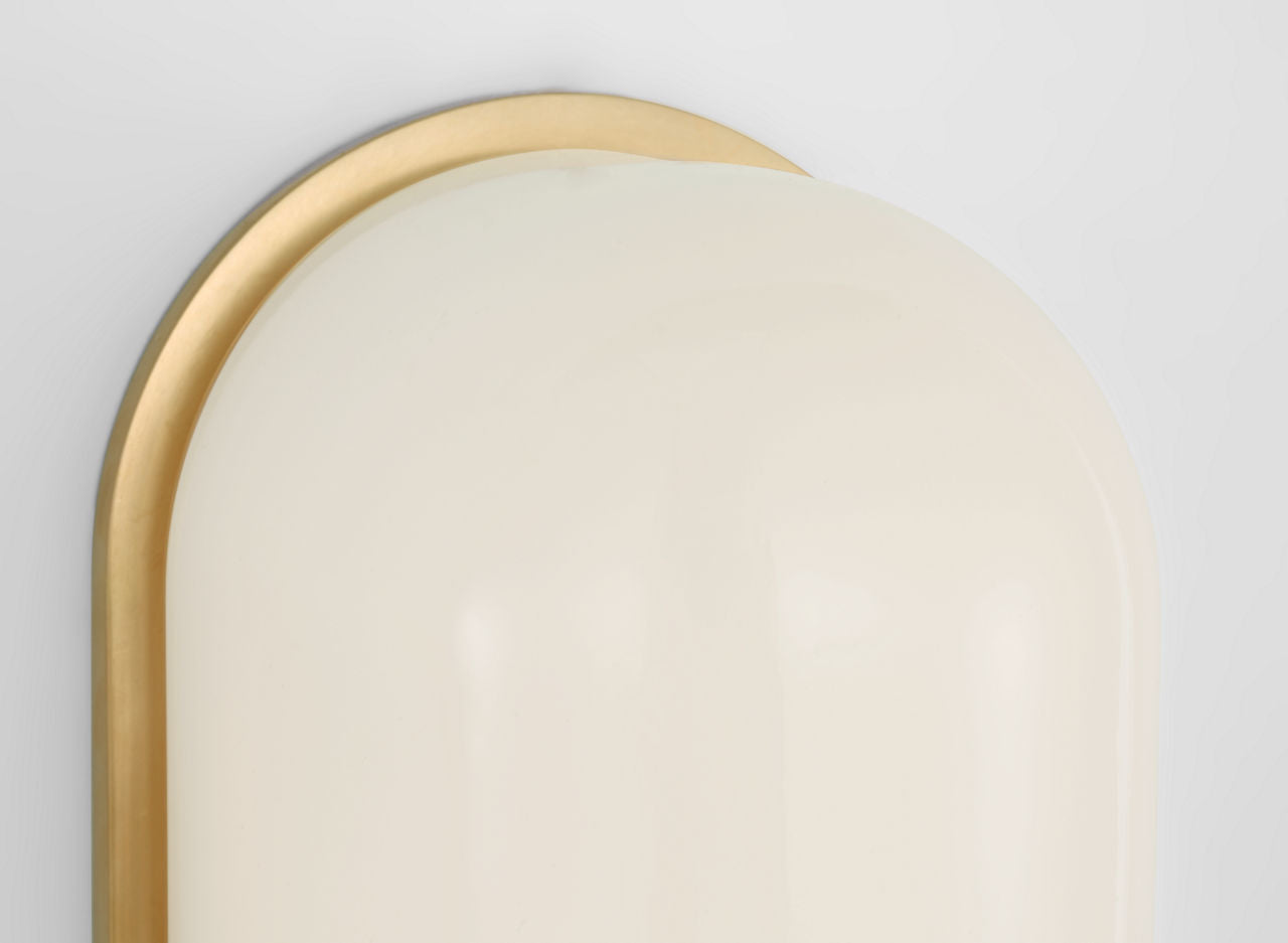 Trouve 8" Sconce | Antique-Burnished Brass | White Glass