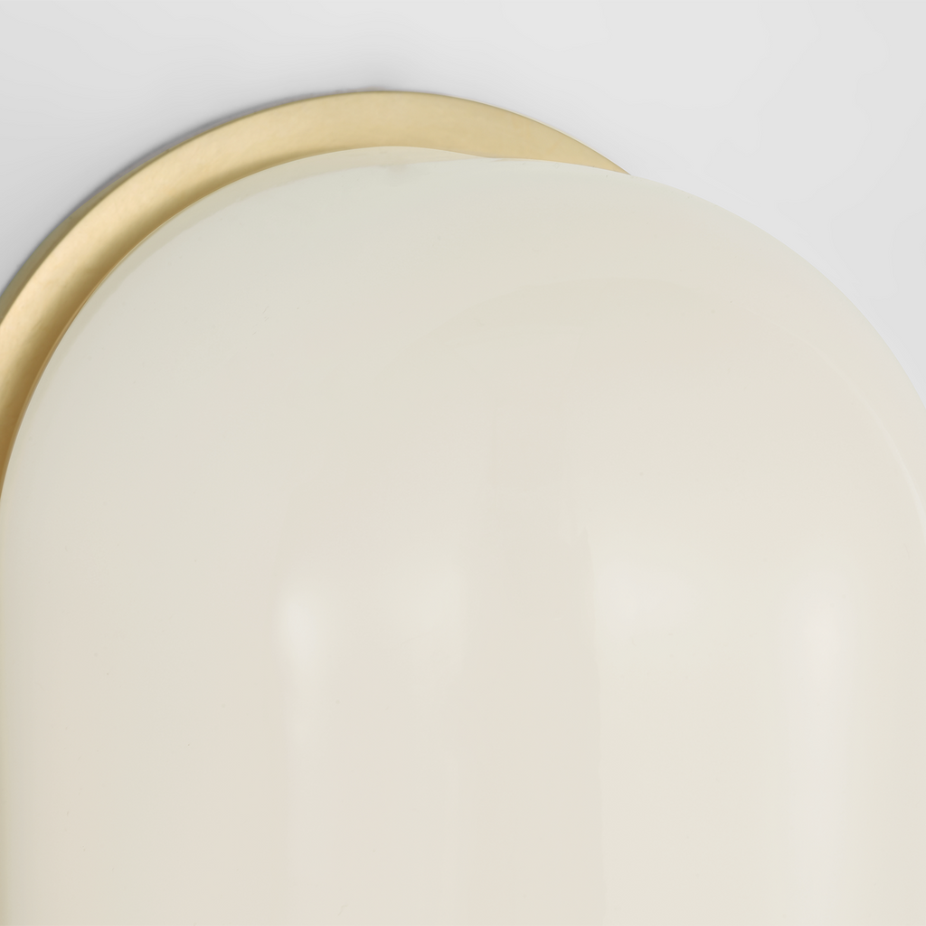 Trouve 8" Sconce | Antique-Burnished Brass | White Glass