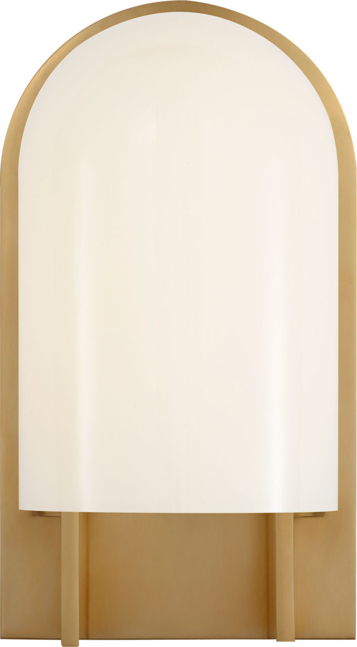 Trouve 8" Sconce | Antique-Burnished Brass | White Glass