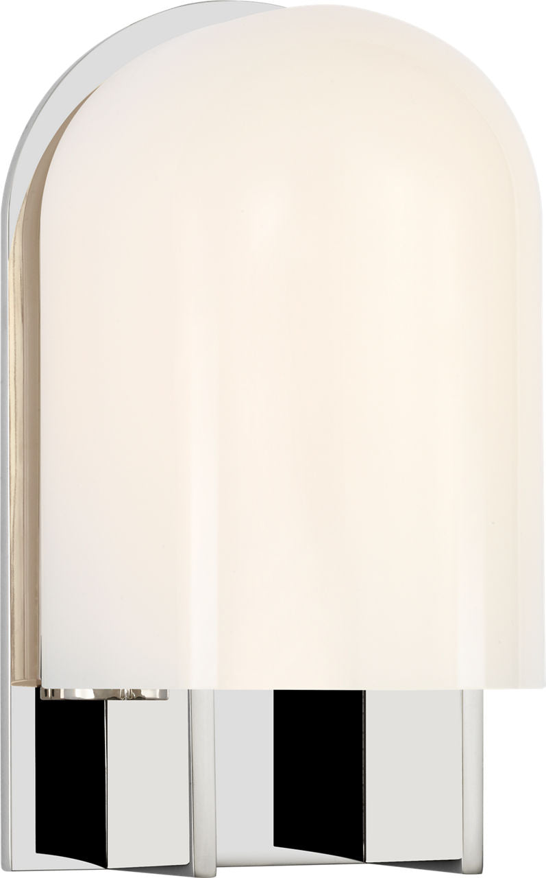 Trouve 8" Sconce | Polished Nickel | White Glass