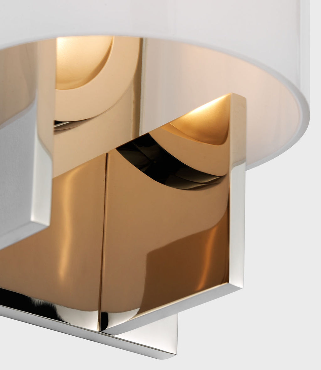 Trouve 8" Sconce | Polished Nickel | White Glass
