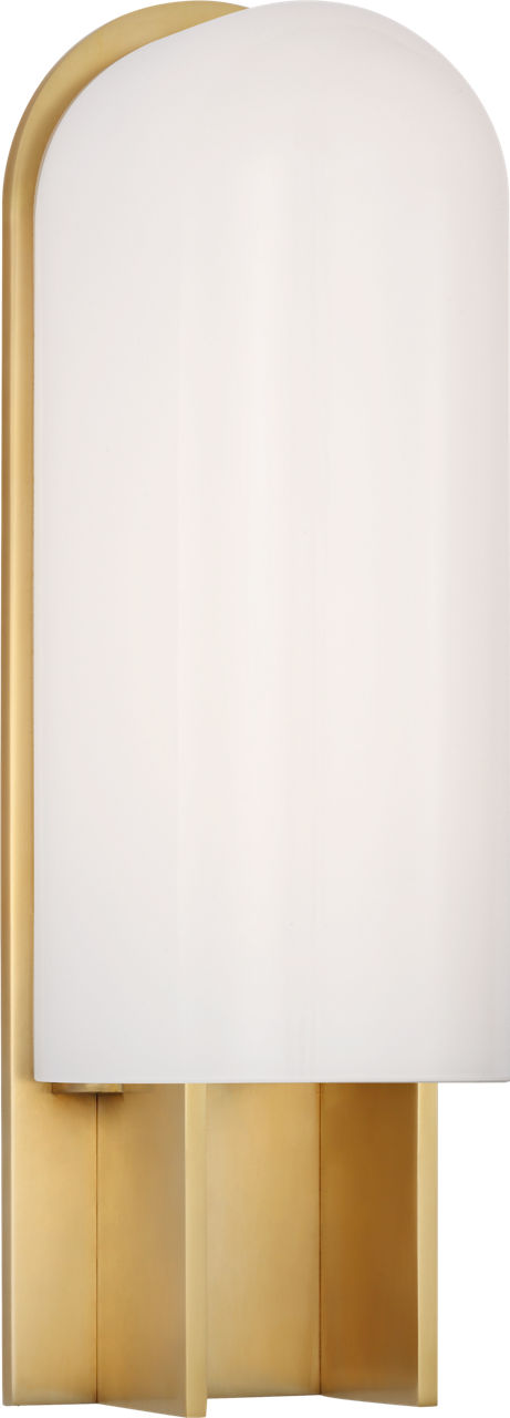 Trouve 14" Sconce | Antique-Burnished Brass | White Glass
