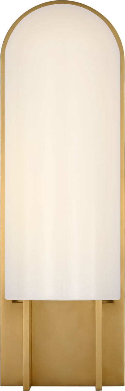 Trouve 14" Sconce | Antique-Burnished Brass | White Glass