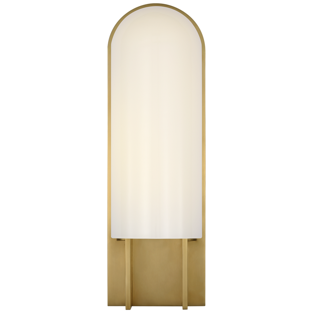 Trouve 14" Sconce | Antique-Burnished Brass | White Glass