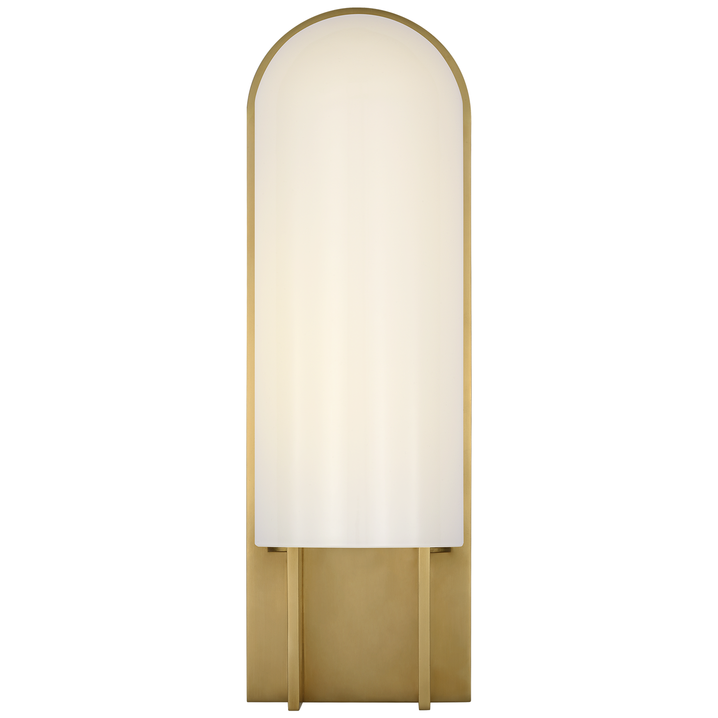 Trouve 14" Sconce | Antique-Burnished Brass | White Glass