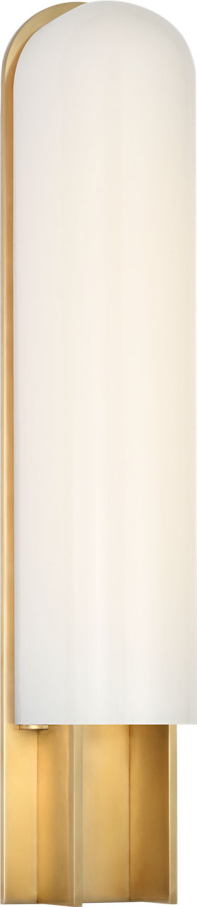 Trouve 23" Sconce | Antique-Burnished Brass | White Glass