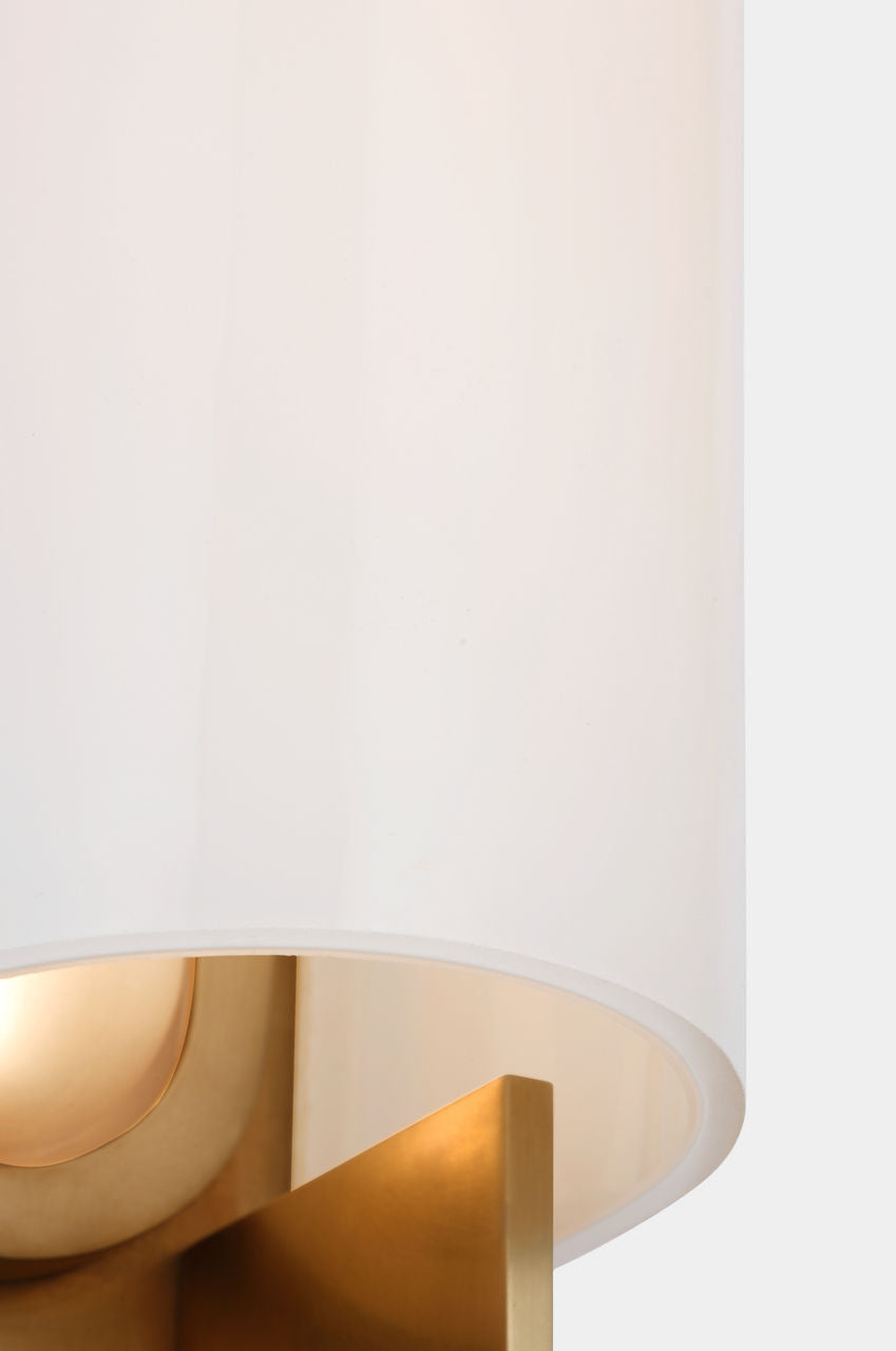 Trouve 23" Sconce | Antique-Burnished Brass | White Glass
