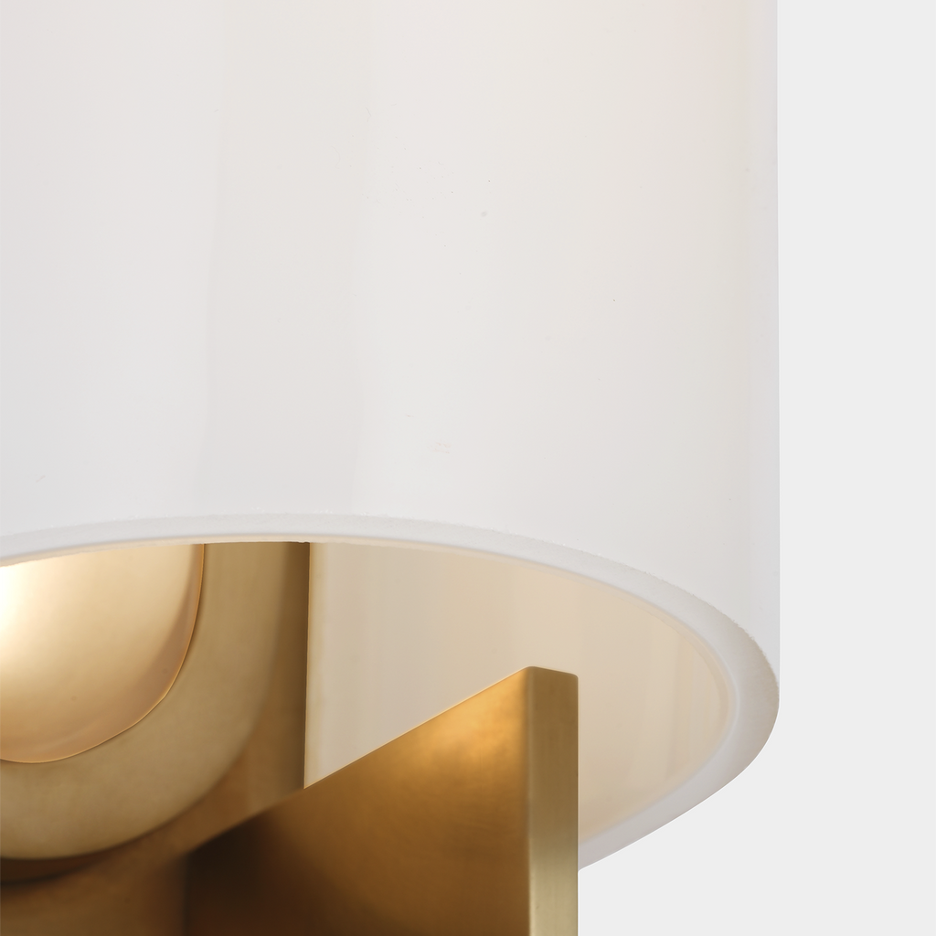 Trouve 23" Sconce | Antique-Burnished Brass | White Glass