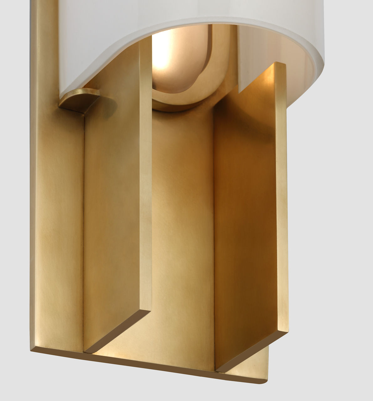 Trouve 23" Sconce | Antique-Burnished Brass | White Glass