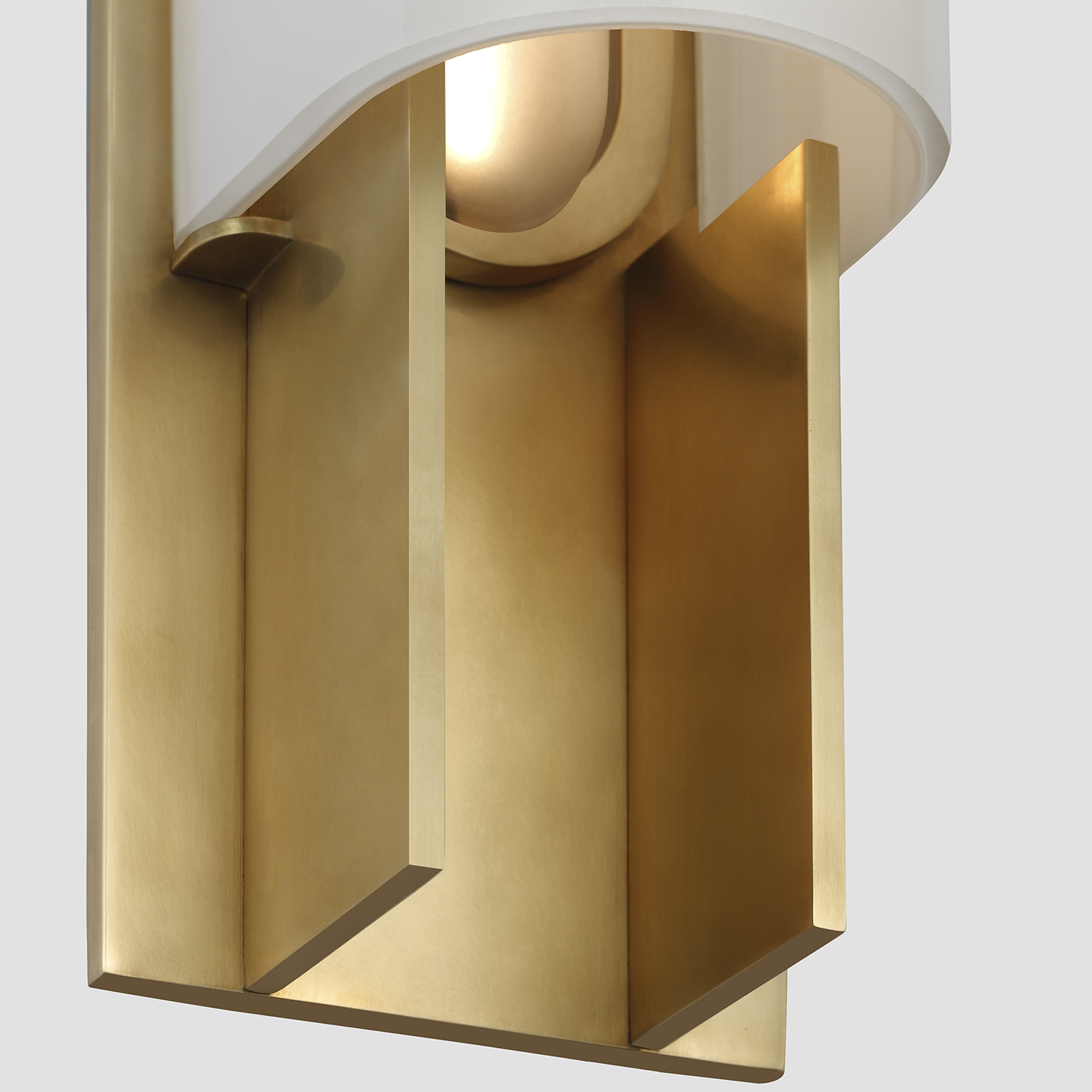 Trouve 23" Sconce | Antique-Burnished Brass | White Glass