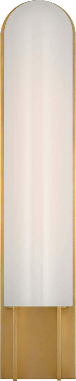 Trouve 23" Sconce | Antique-Burnished Brass | White Glass