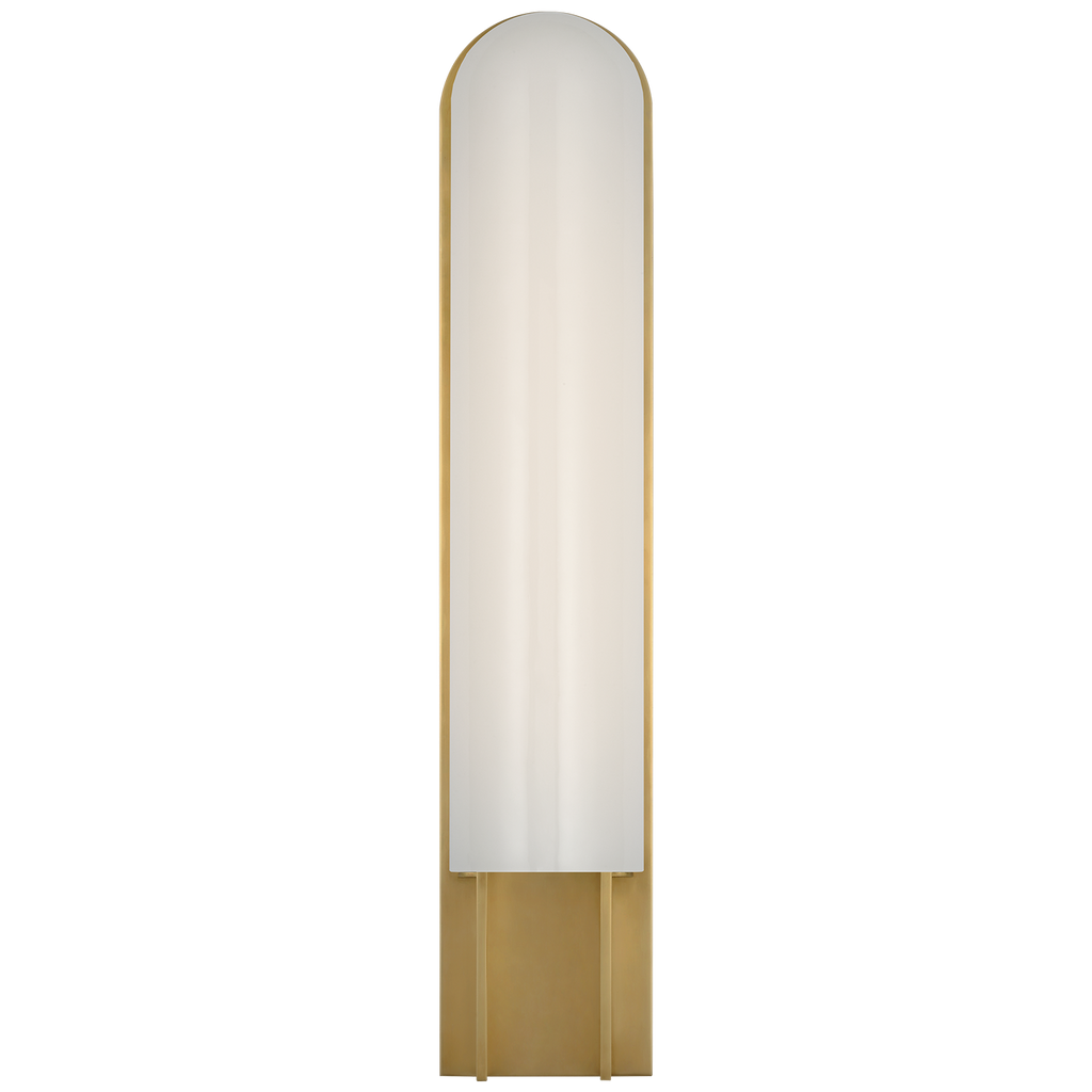 Trouve 23" Sconce | Antique-Burnished Brass | White Glass