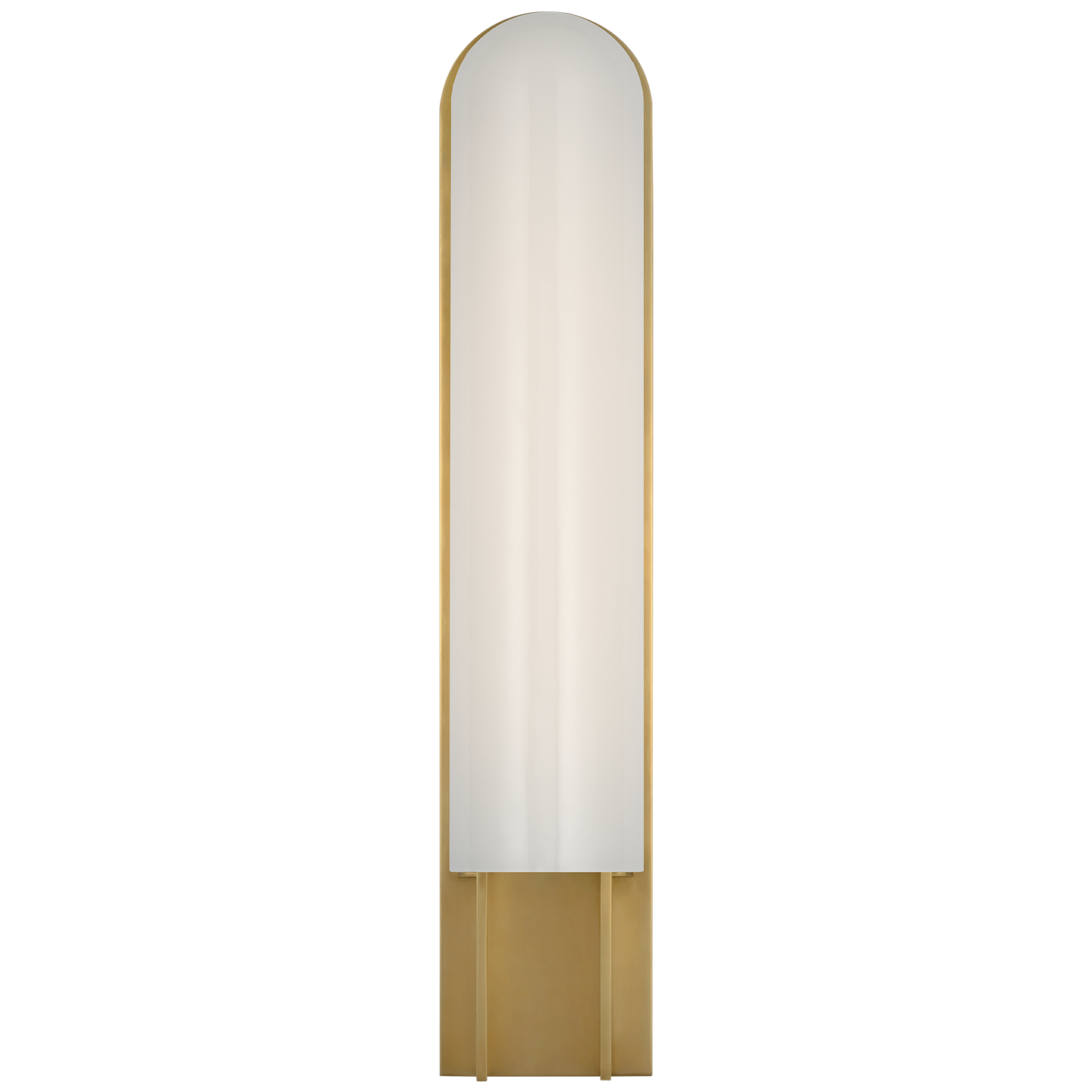 Trouve 23" Sconce | Antique-Burnished Brass | White Glass