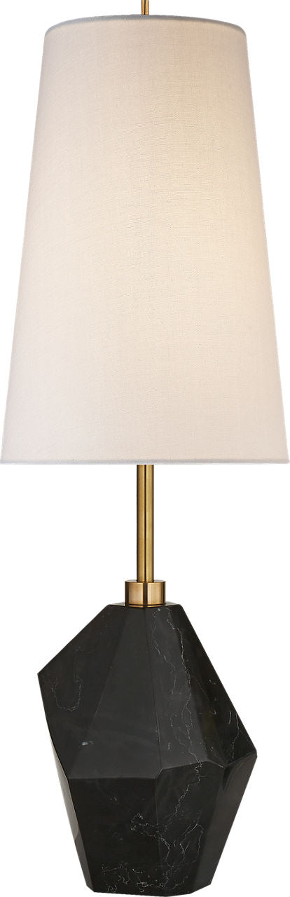 Halcyon Accent Table Lamp | Black Cremo Marble | Linen Shade