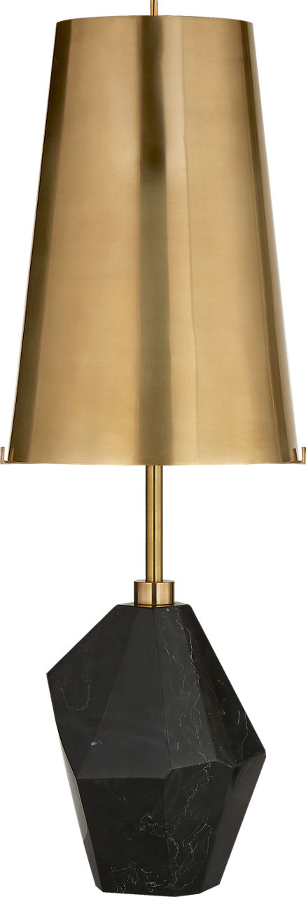 Halcyon Accent Table Lamp | Black Cremo Marble | Antique-Burnished Brass Shade