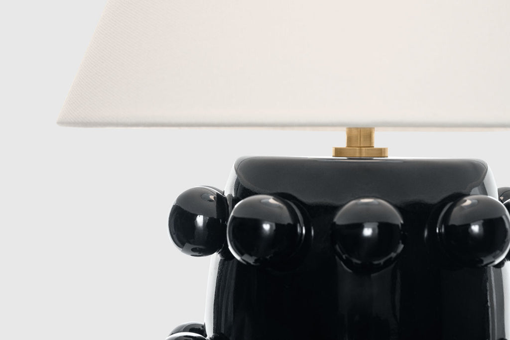 Linden 14" Cordless Table Lamp | Black | Linen Shade
