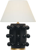 Linden 14" Cordless Table Lamp | Black | Linen Shade