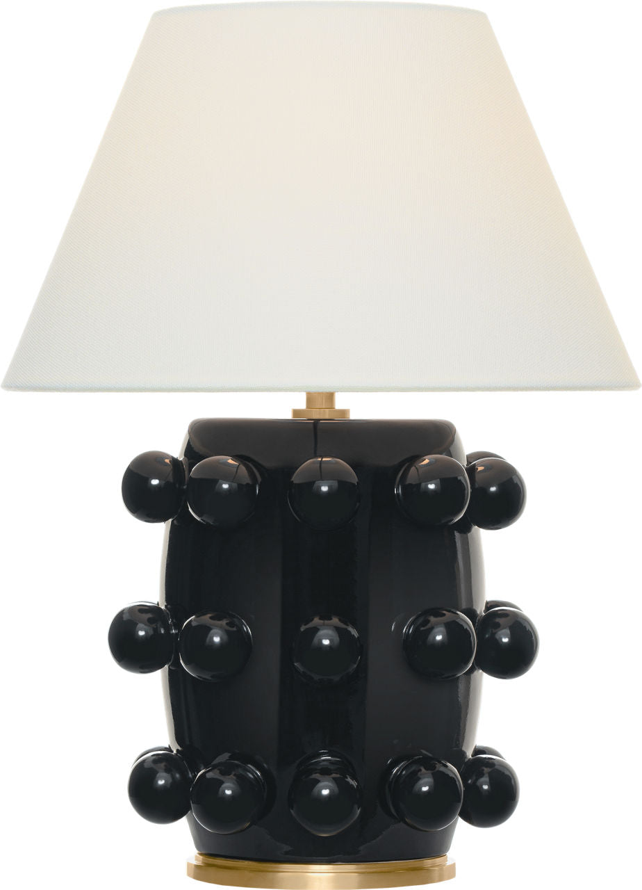 Linden 14" Cordless Table Lamp | Black | Linen Shade