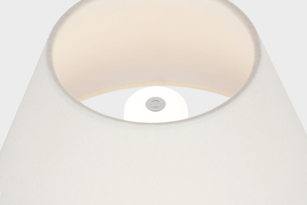Linden 14" Cordless Table Lamp | Plaster White | Linen Shade