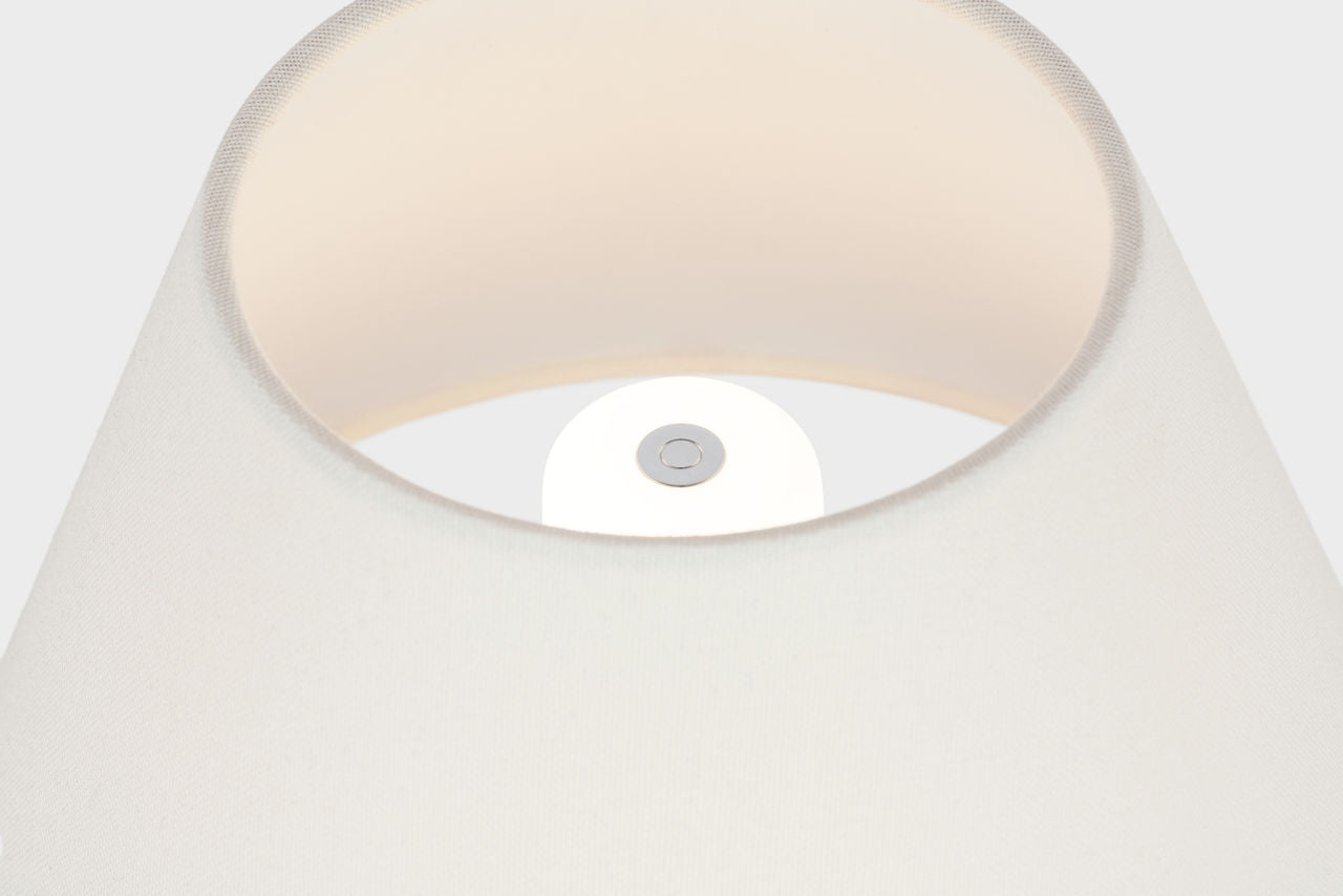 Linden 14" Cordless Table Lamp | Plaster White | Linen Shade
