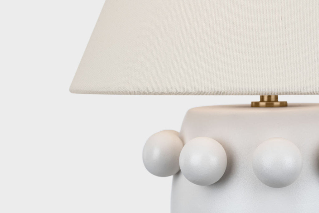 Linden 14" Cordless Table Lamp | Plaster White | Linen Shade