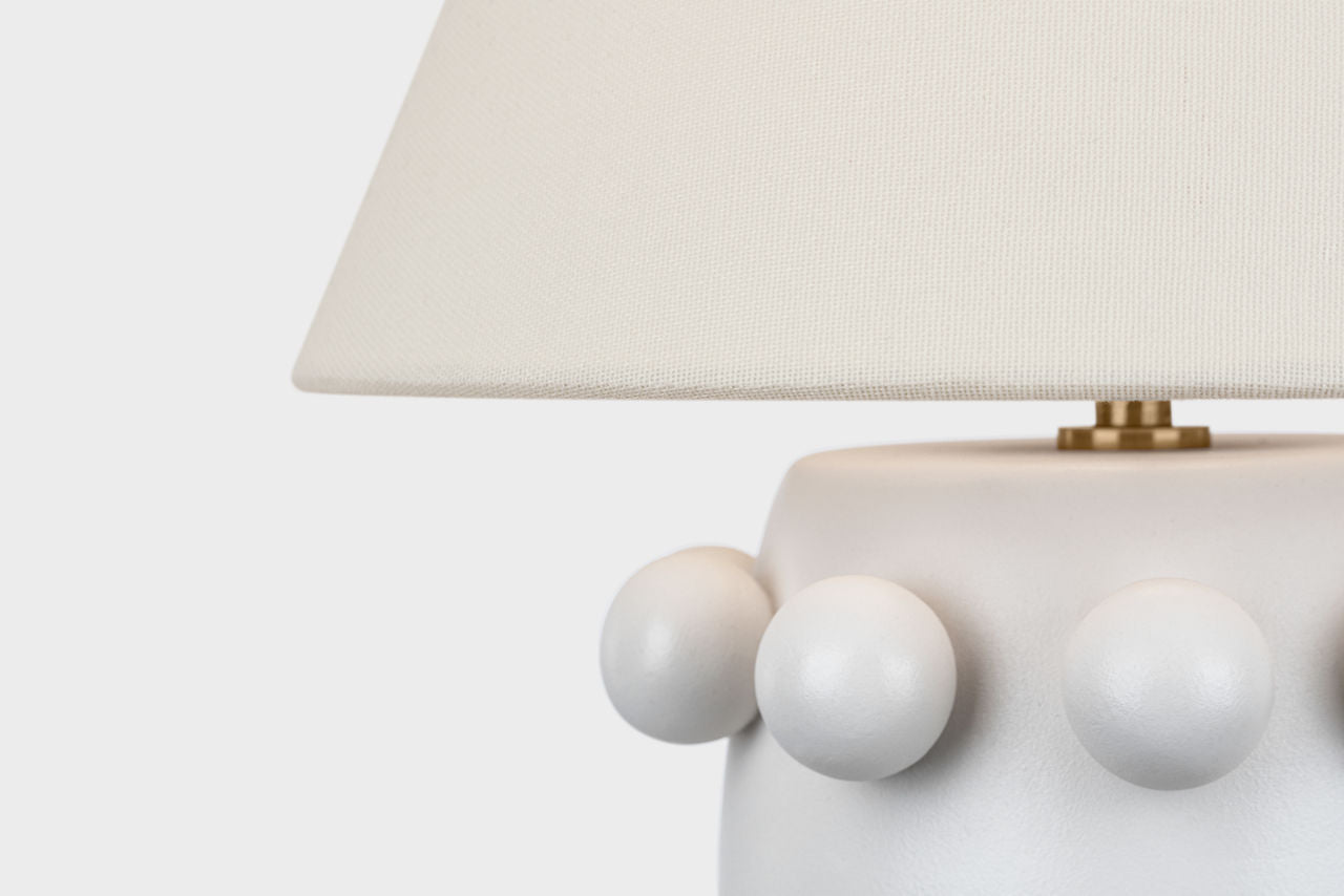 Linden 14" Cordless Table Lamp | Plaster White | Linen Shade