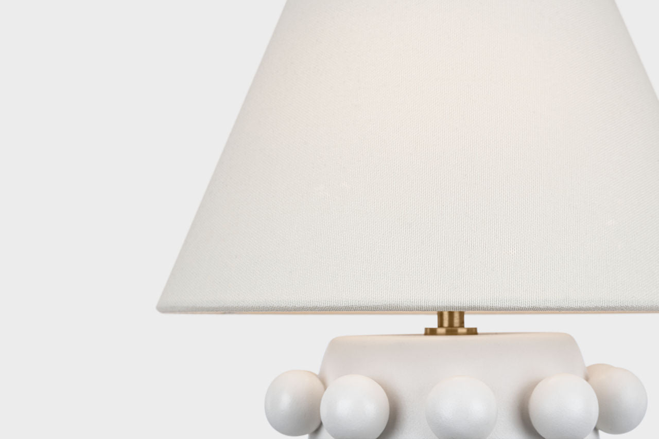 Linden 14" Cordless Table Lamp | Plaster White | Linen Shade
