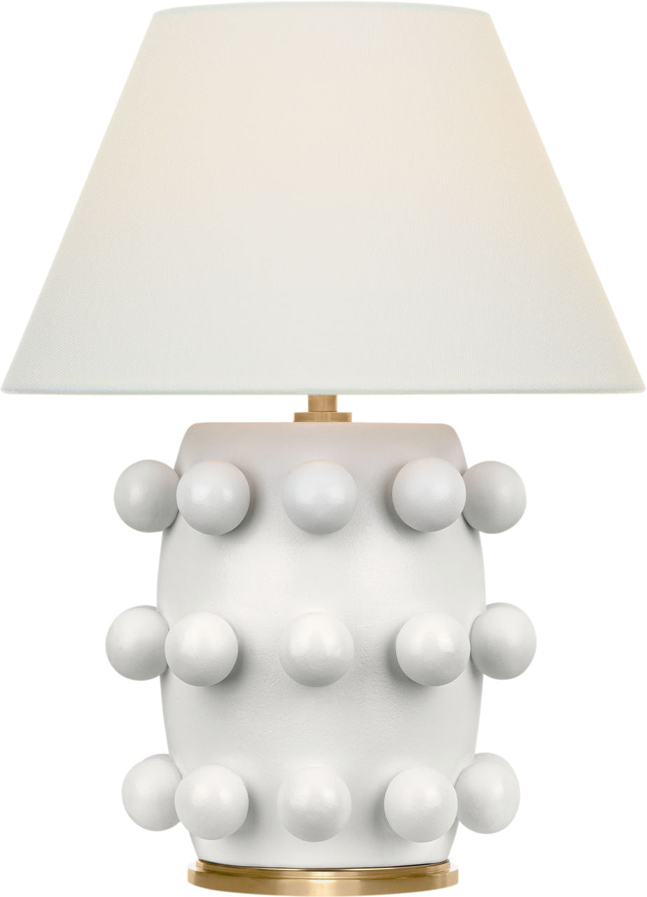 Linden 14" Cordless Table Lamp | Plaster White | Linen Shade