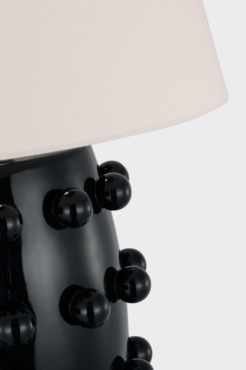 Linden Medium Cordless Table Lamp | Black | Linen Shade