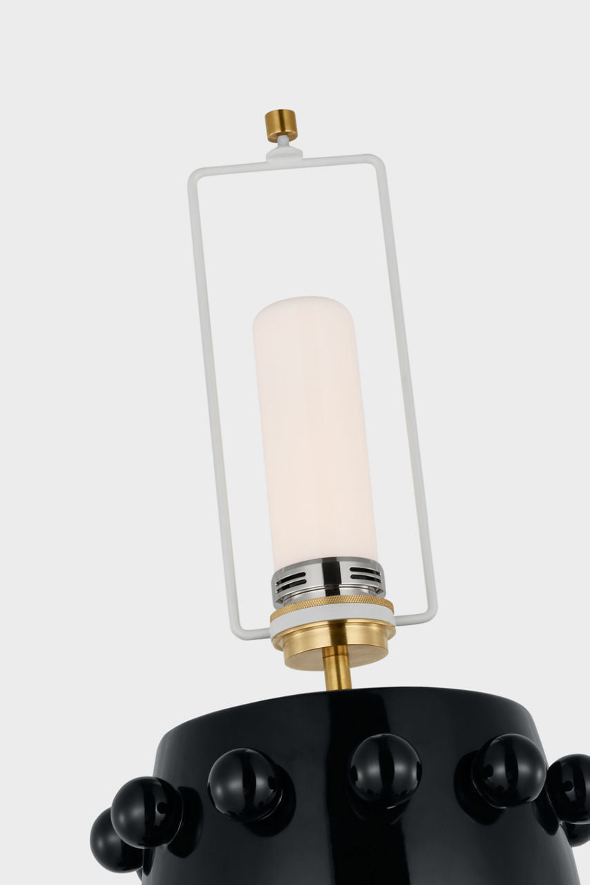 Linden Medium Cordless Table Lamp | Black | Linen Shade